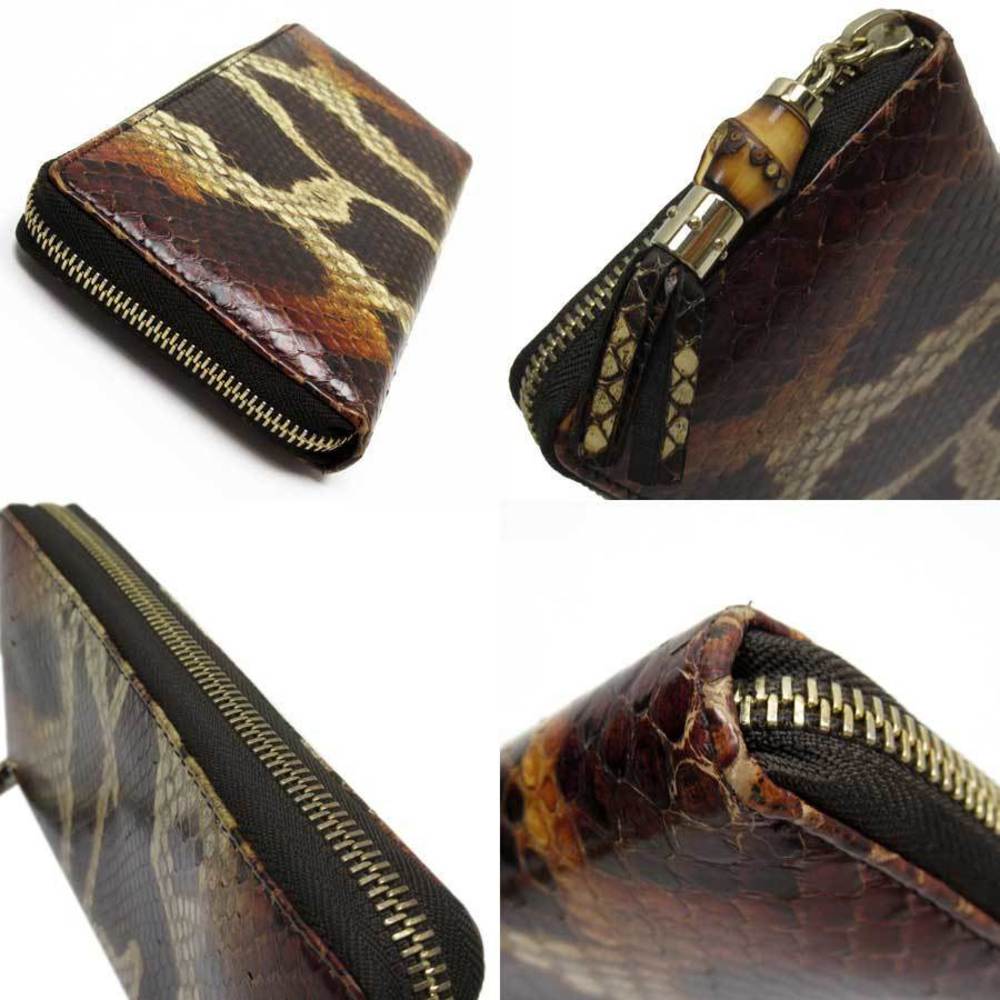 Gucci Python Bamboo Long Wallet Brown White - image 2